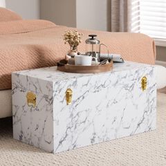 Brenta Storage Trunk with Lift-Top Lid - Decorative Organizer Chest with Faux Marble Effect