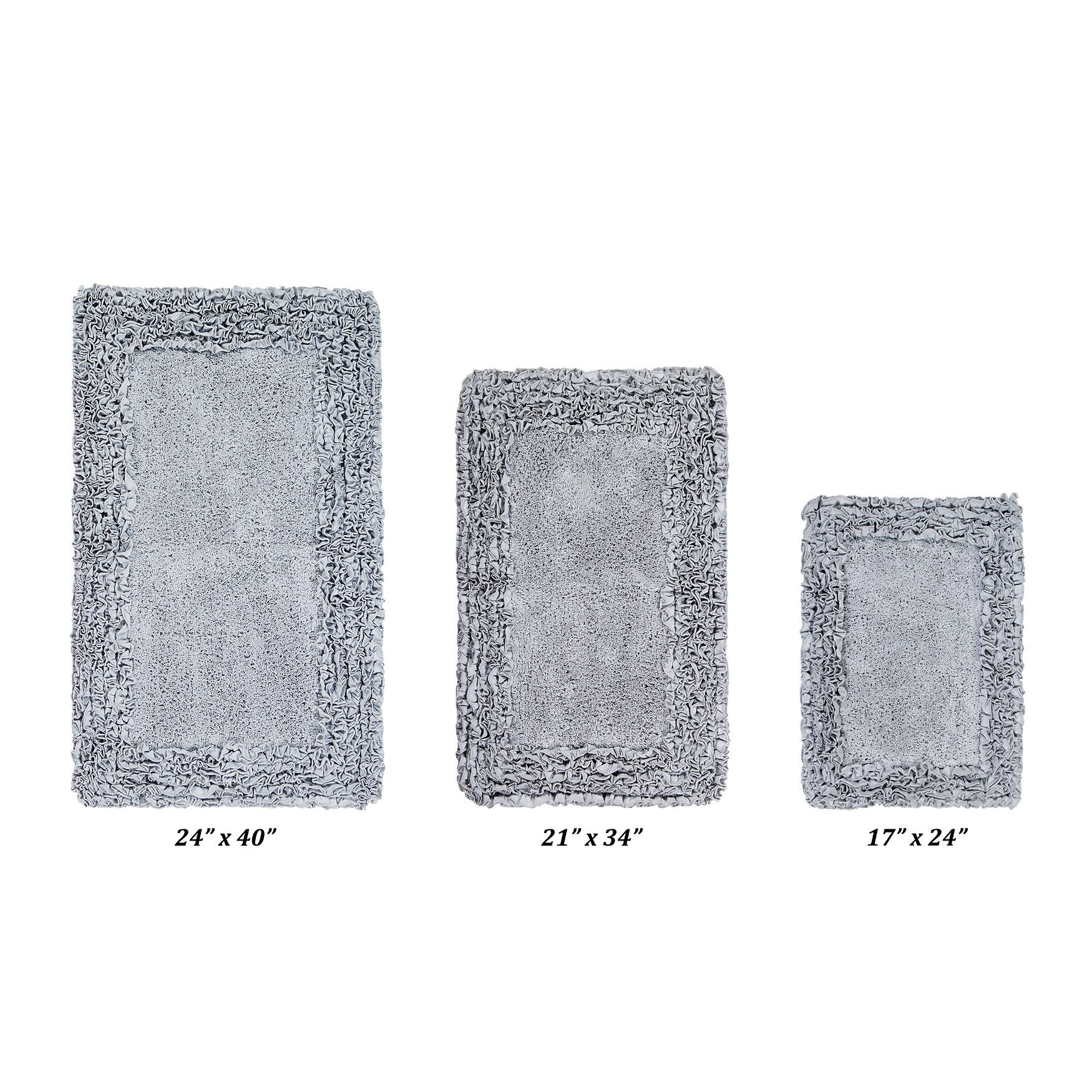 Shaggy Border Bath Rug Mat, 3 Pc Set, (17 inches X 24 inches | 21 inches X 34 inches | 24 inches X 40 inches), SILVER, hi-res image number 0