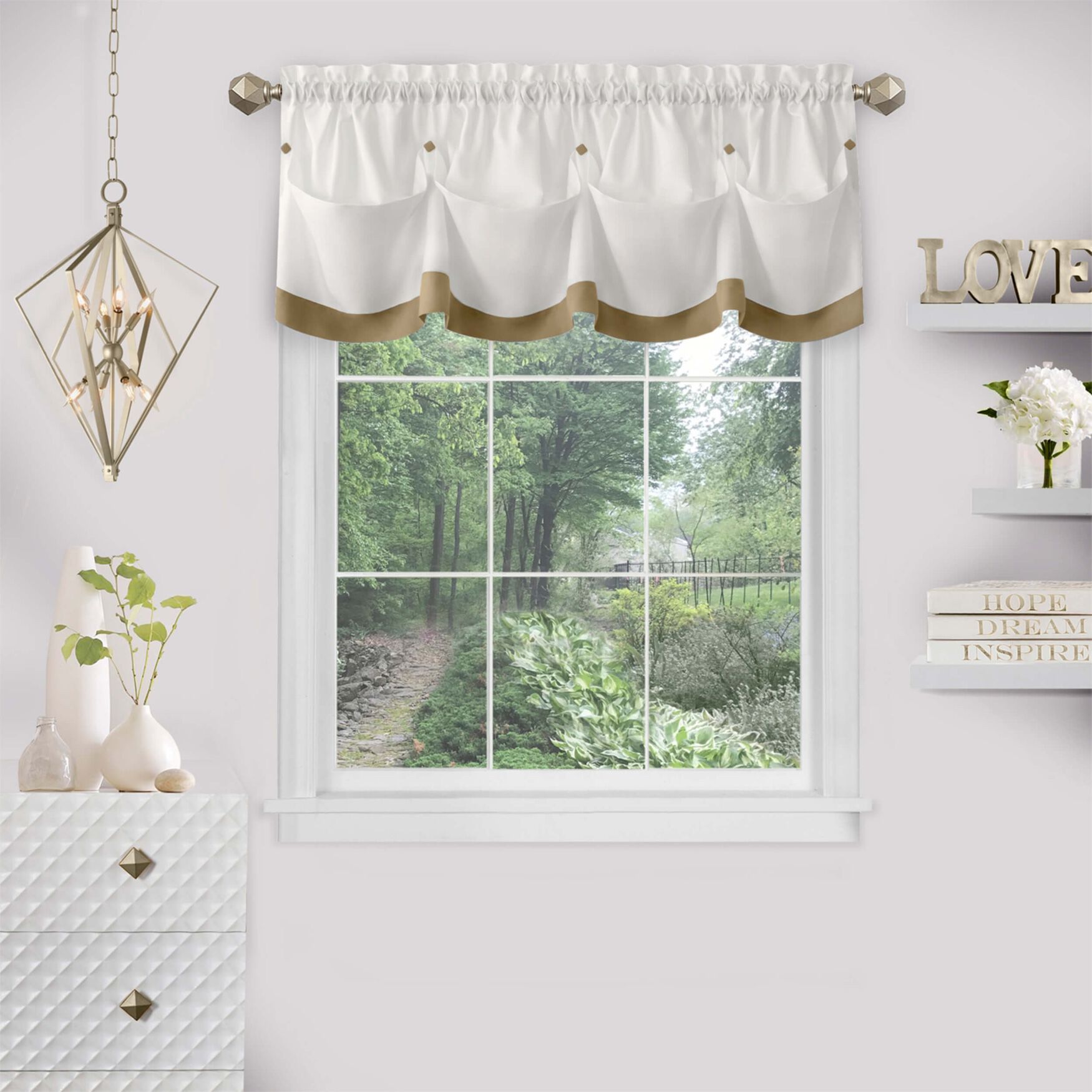 Lana Window Curtain Valance, TAN, hi-res image number 0