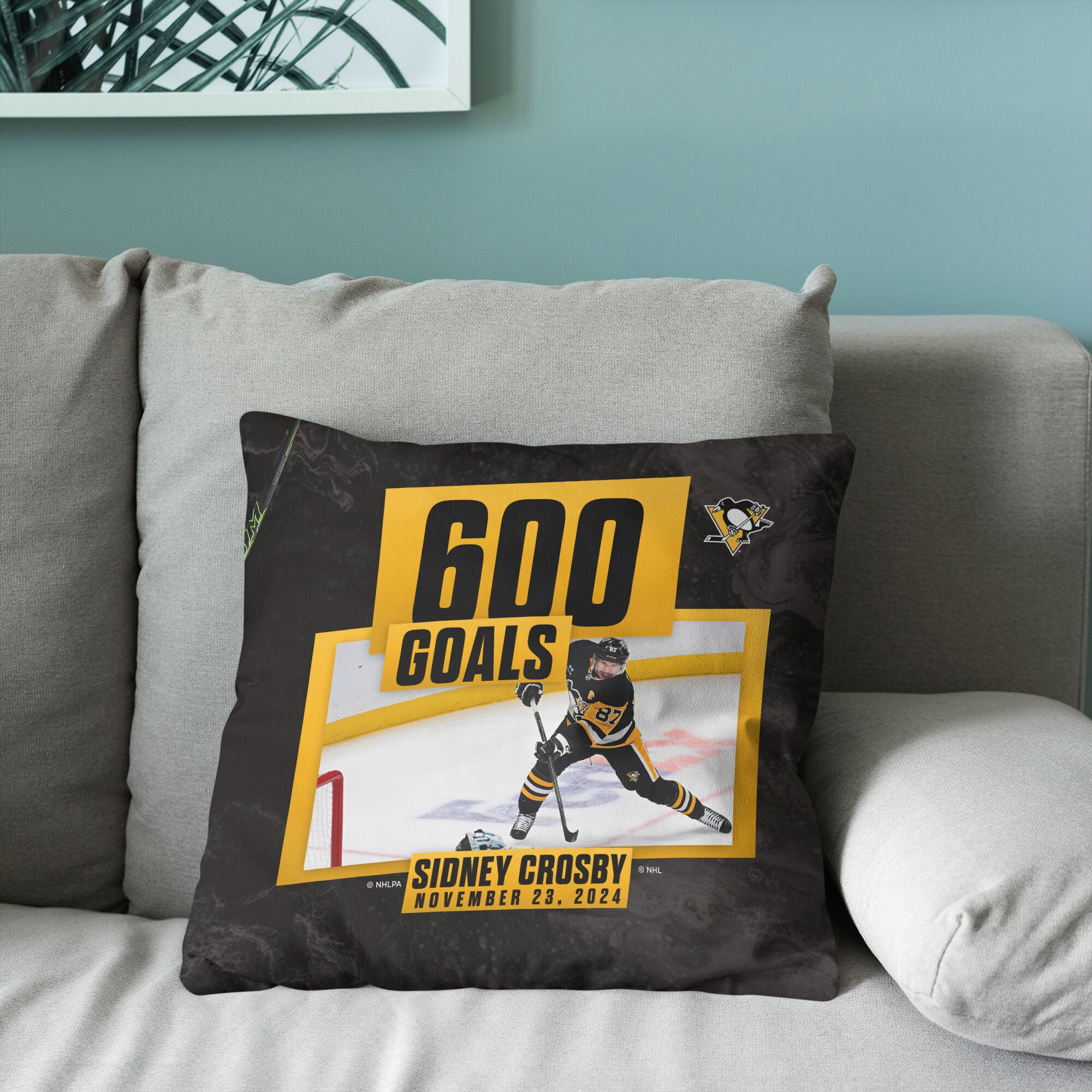 Pittsburgh Penguins Sidney Crosby NHL 600 Goal Milestone Throw Pillow 18X18 Inches, NHL PILLOW, alternate image number 3