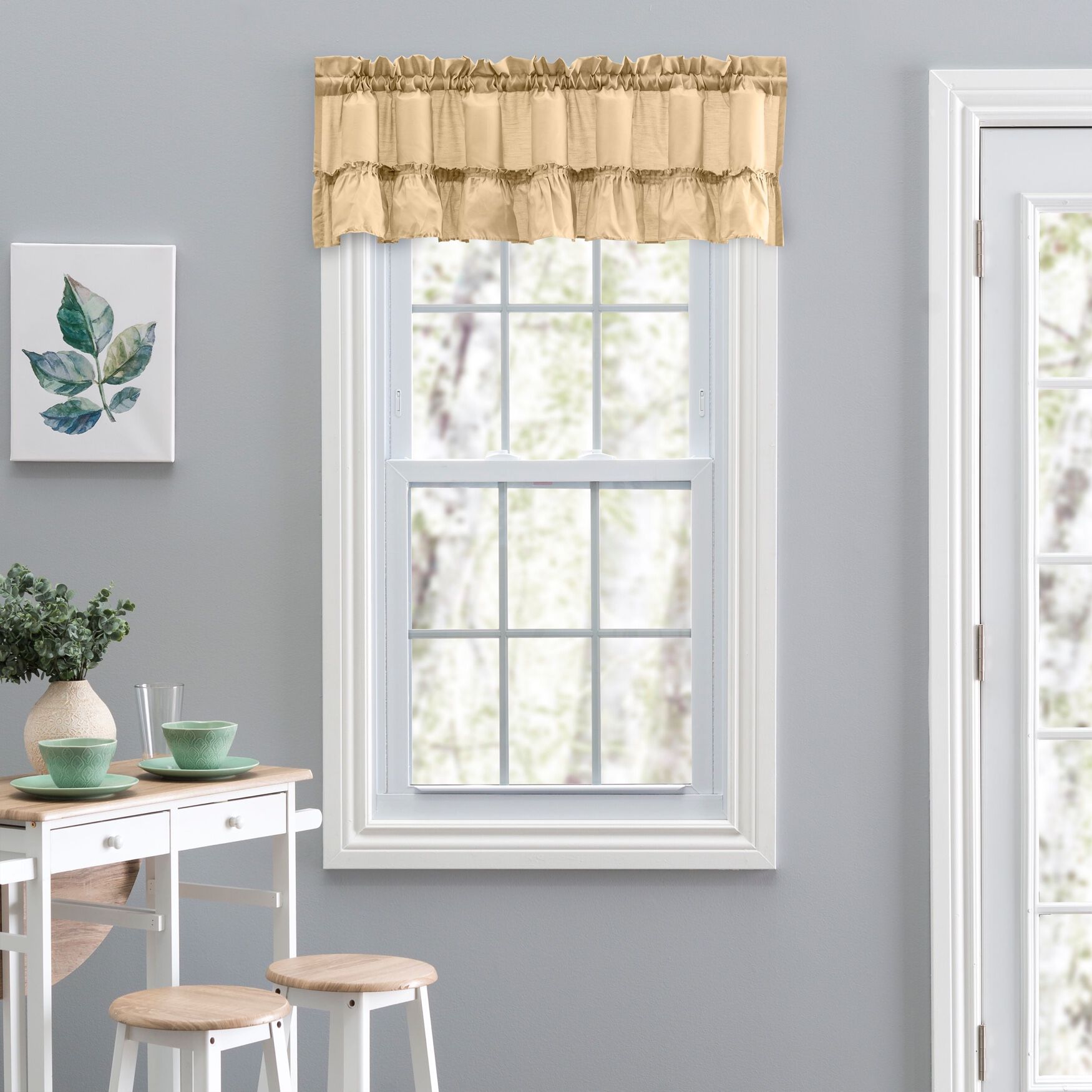 Stacey Curtain Ruffled Filler Valance, ALMOND, hi-res image number 0