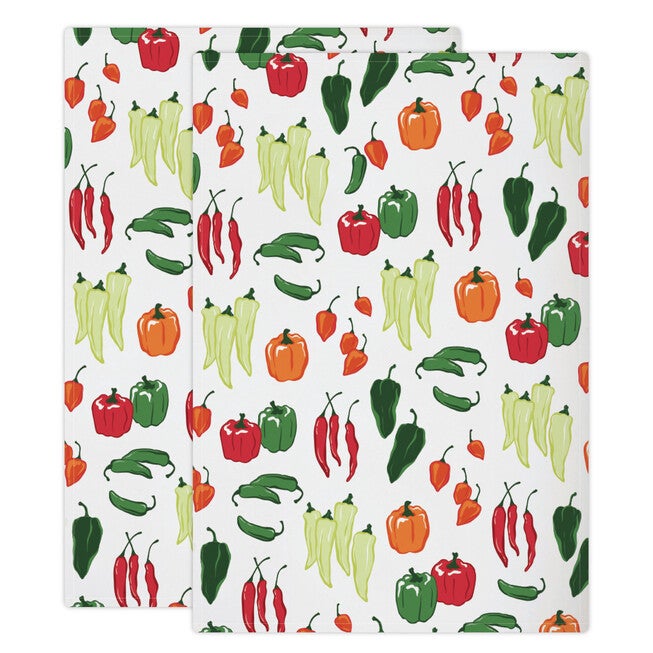 Designer Print Towel Set/2, MULTI PEPPERS, hi-res image number 0