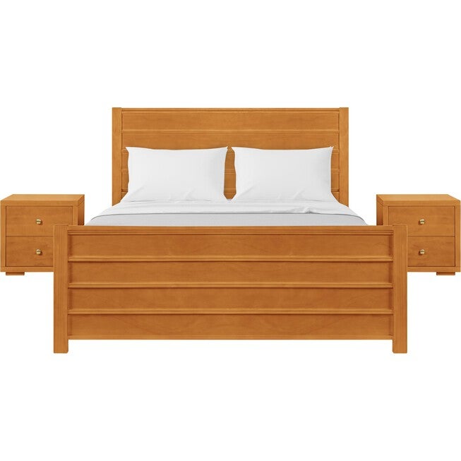 Caroline Wooden Platform Bed in Cherry, King with 2 Nightstands, CHERRY, hi-res image number null
