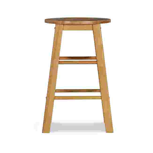 Wooden counter stool with round seat and four legs