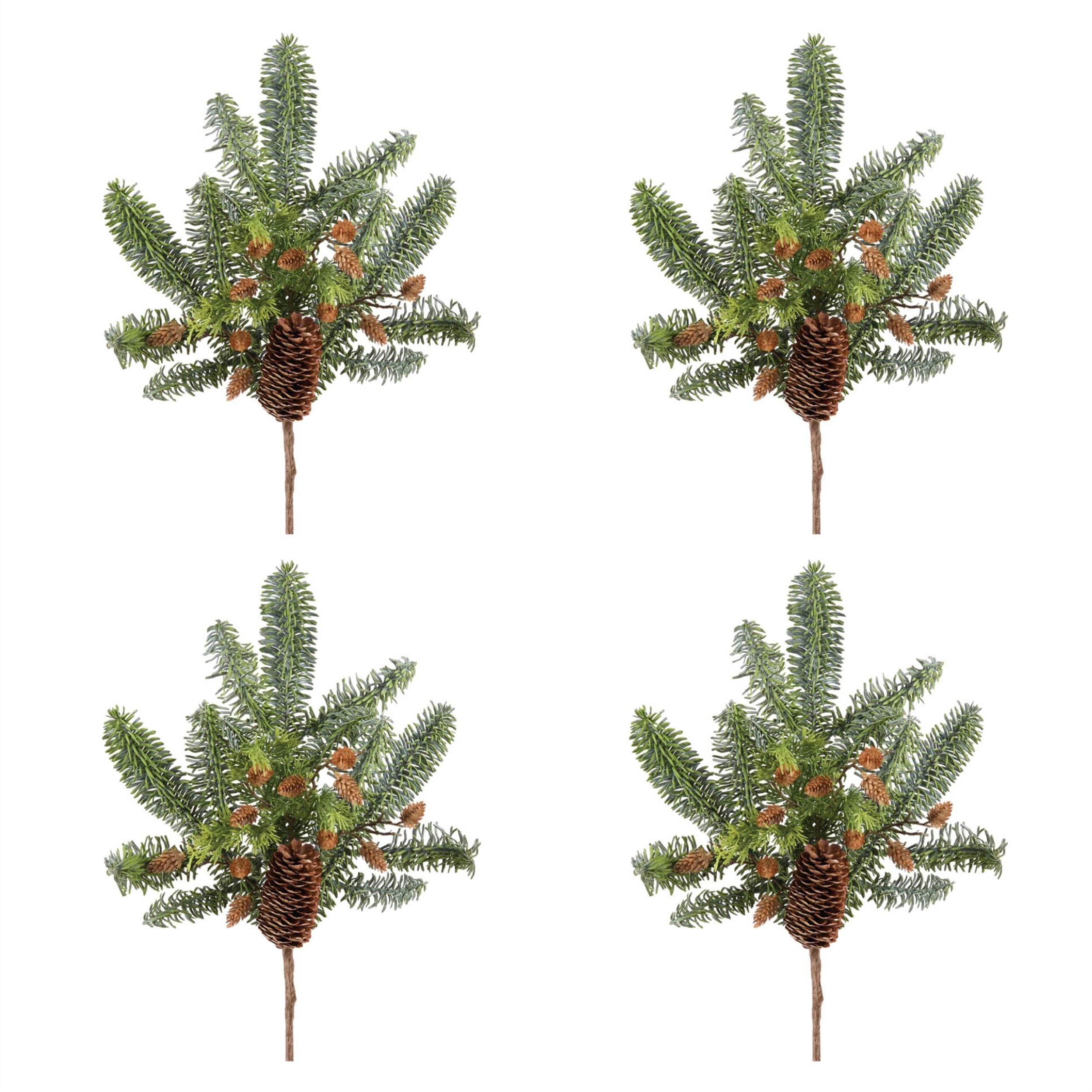 Pine with Pinecones Spray (Set of 4), GREEN BROWN, alternate image number 2