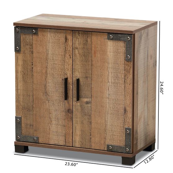 Cyrille Farmhouse Rustic Wood 2-Door Shoe Cabinet Furniture, , alternate image number null