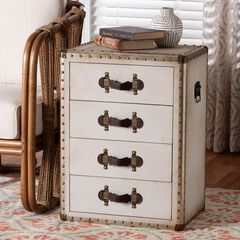 Jaelyn Vintage Black Canvas 4-Drawer End Table