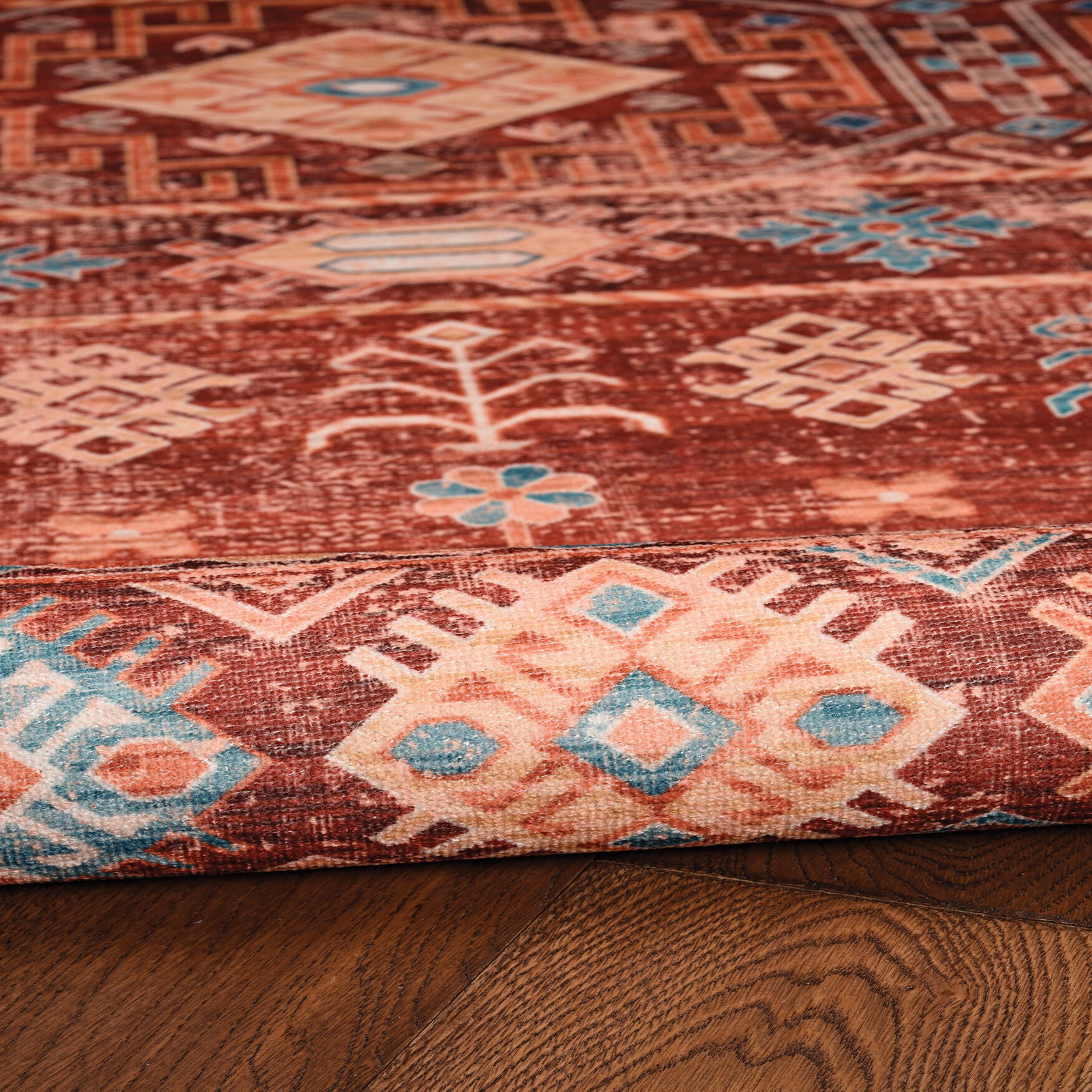 Washable Devlin Red/Ivory Rug, , alternate image number 4