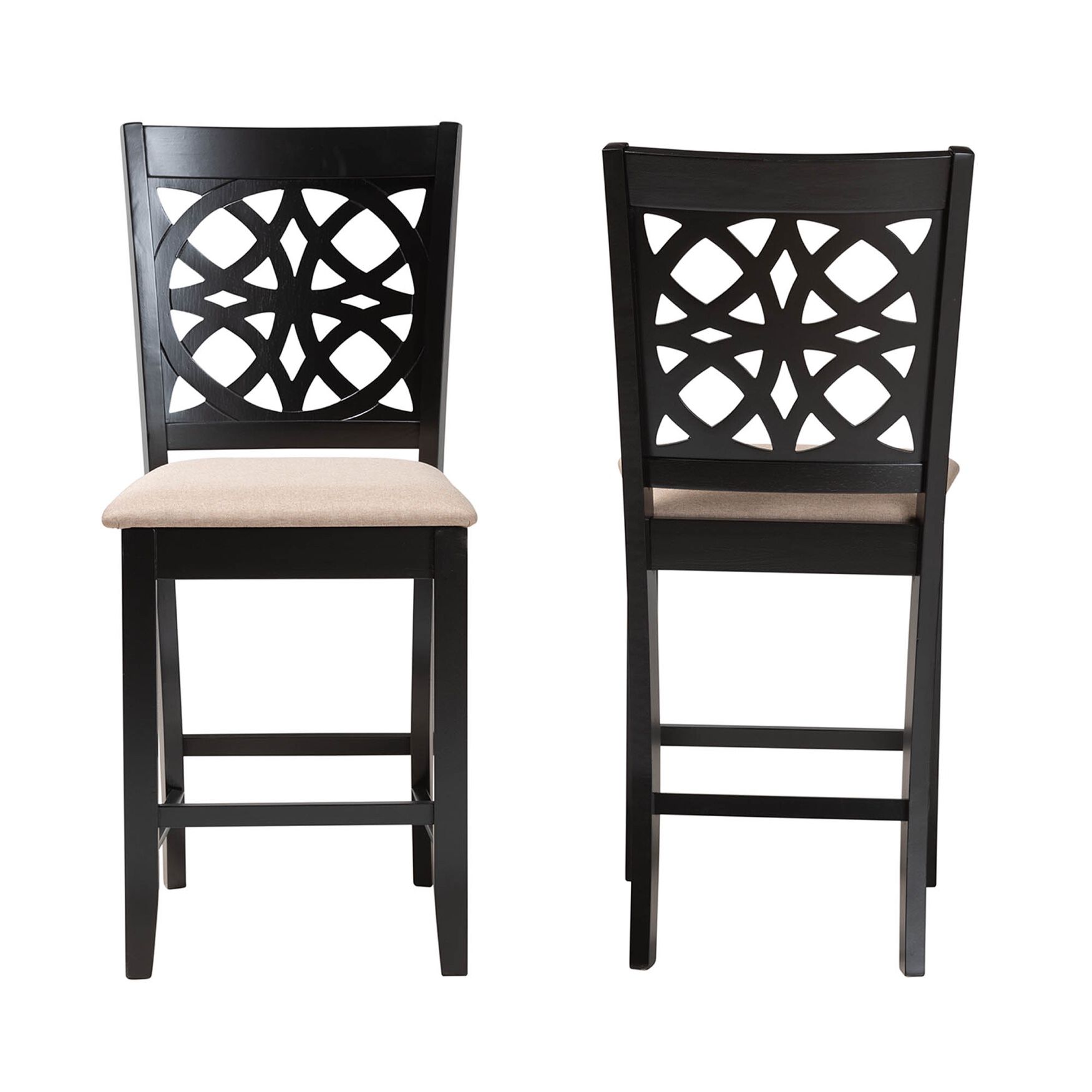 Abigail Modern Beige Fabric And Dark Brown Finished Wood 2-Piece Counter Stool Set, , on-hover image number 1
