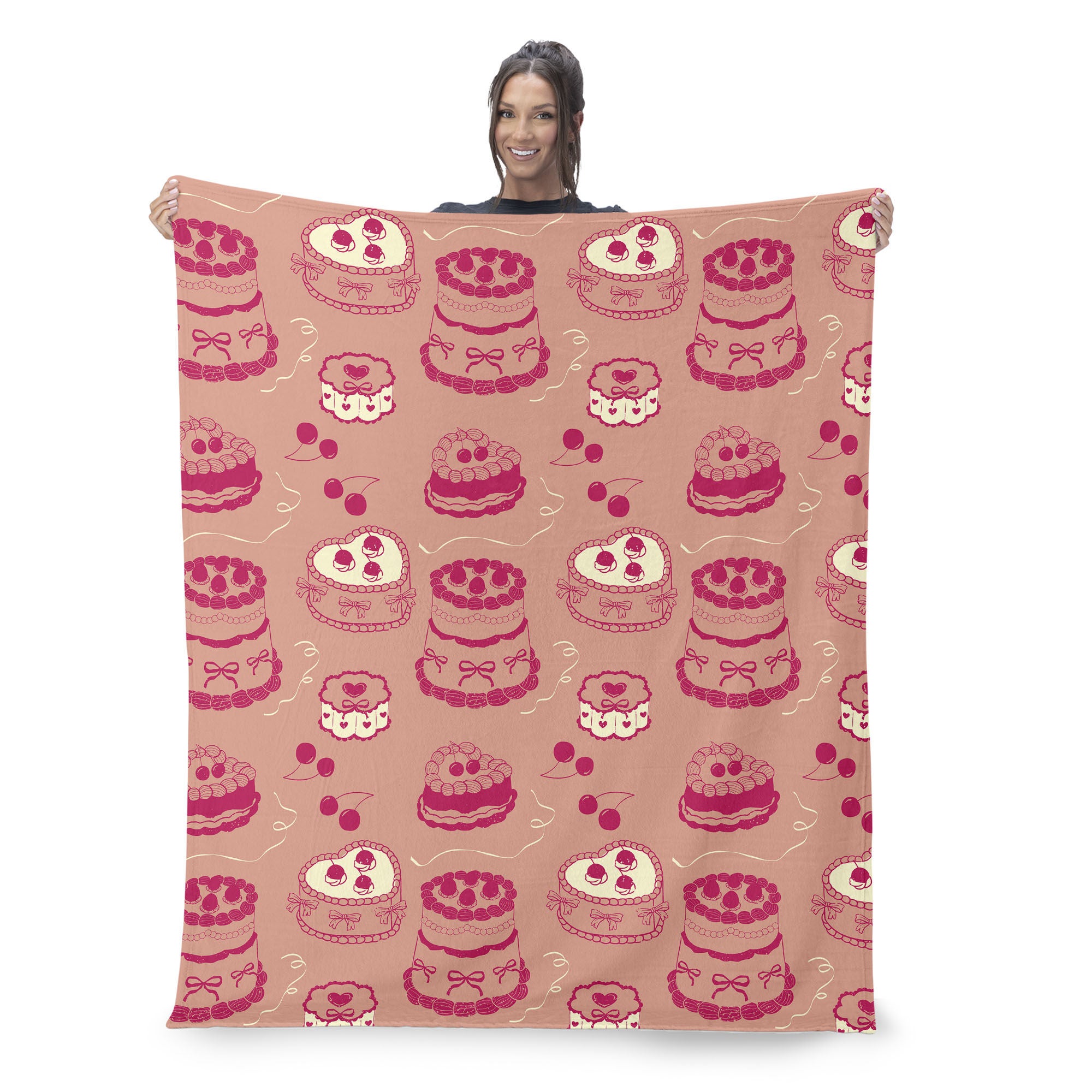 Valentine's Day V-Day Cakes Silk Touch Sherpa Throw Blanket 50x60 Inches, VDAY CAKES, on-hover image number 1