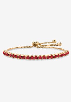 Gold-Plated Bolo Bracelet, Simulated Birthstone 9.25" Adjustable