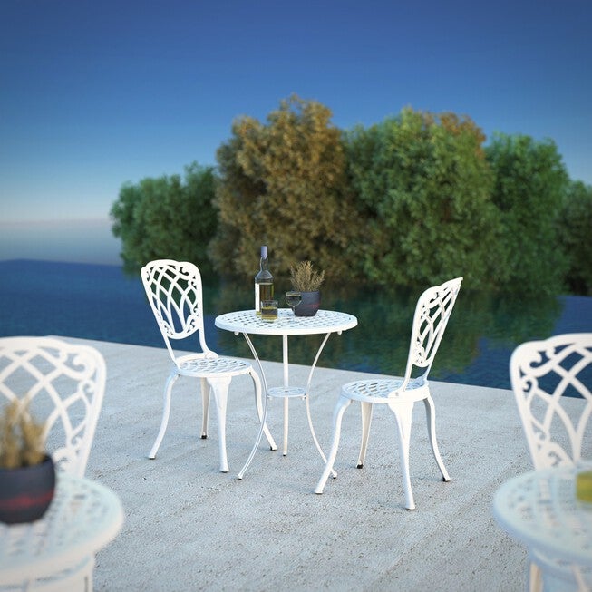 Palisade Aluminum 3-piece Bistro Set in White, , alternate image number null