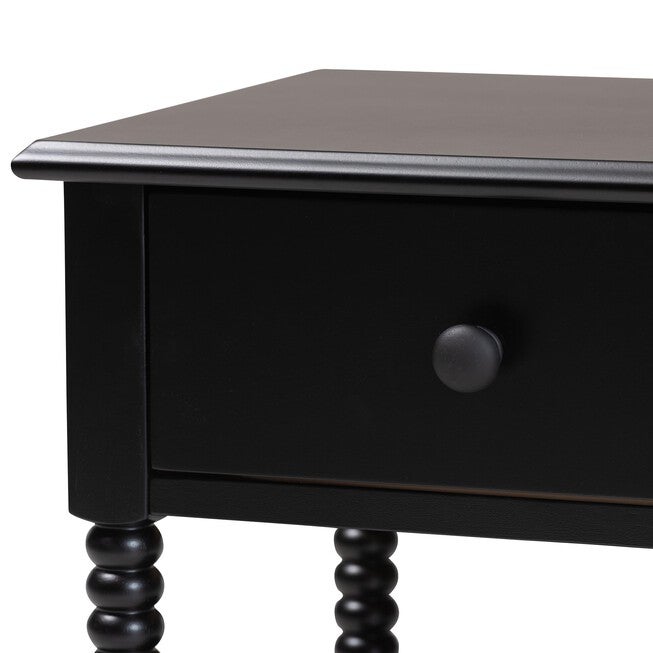 Baxton Studio Braith Farmhouse Black Spindle Wood 1-Drawer Nightstand, BLACK, alternate image number null