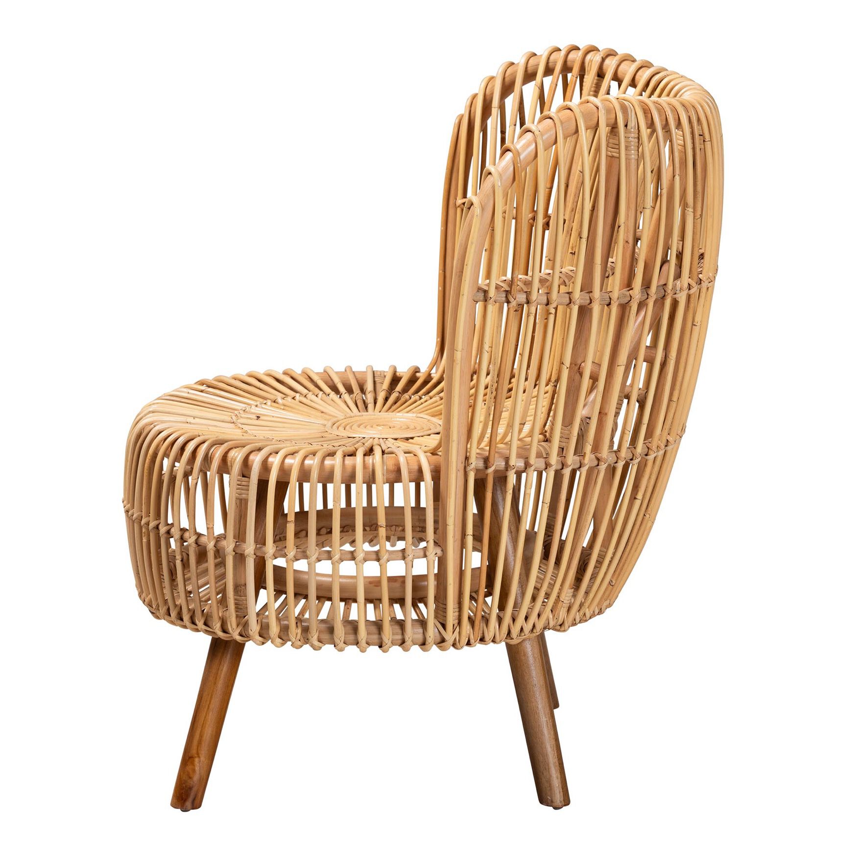 Nagoya Modern Bohemian Natural Rattan Wide Seat Lounge Chair, , alternate image number 2