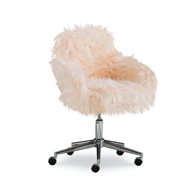Fenton Faux Fur Office Chair Pink, PINK, hi-res image number 0