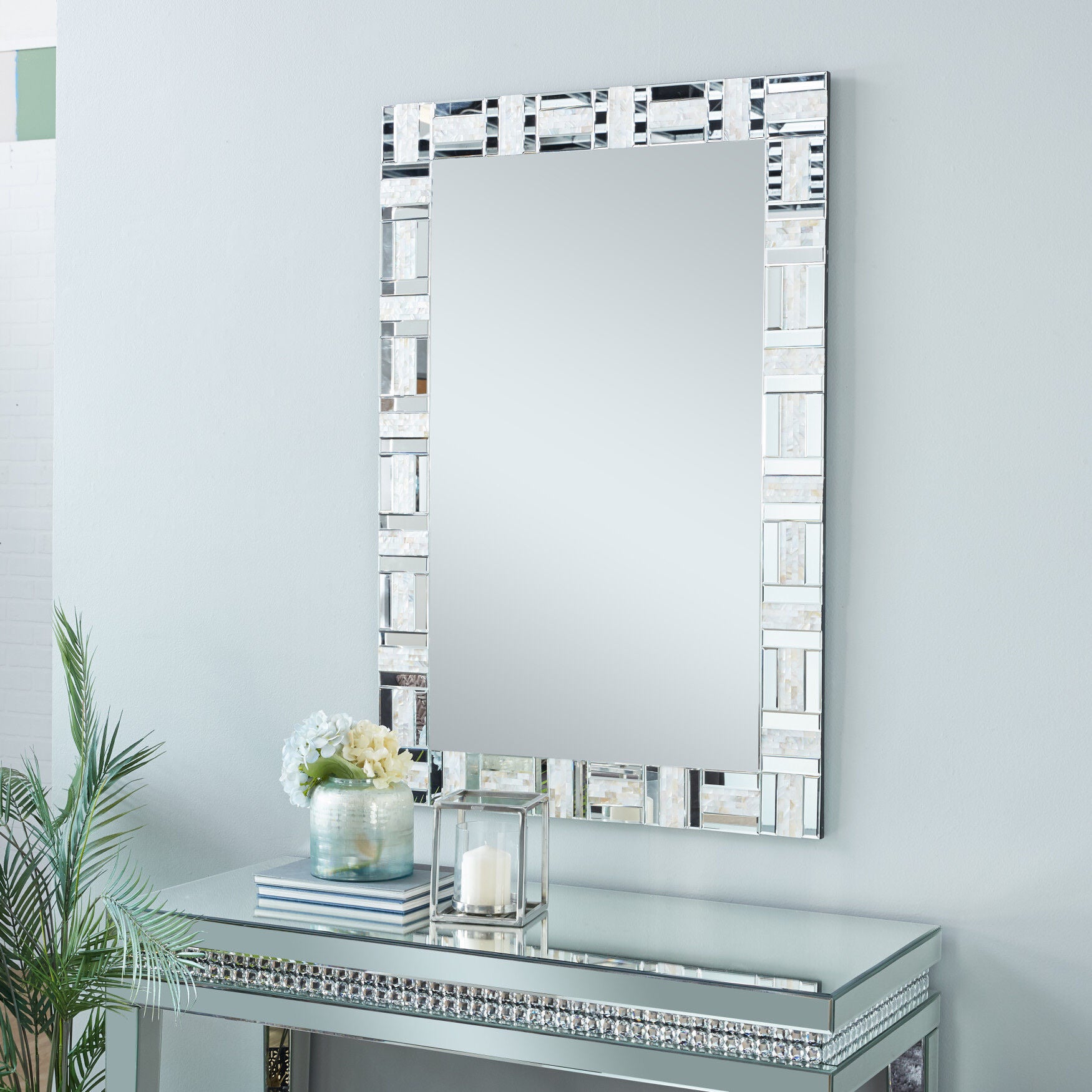 Silver Glam Wood Wall Mirror, , alternate image number 7