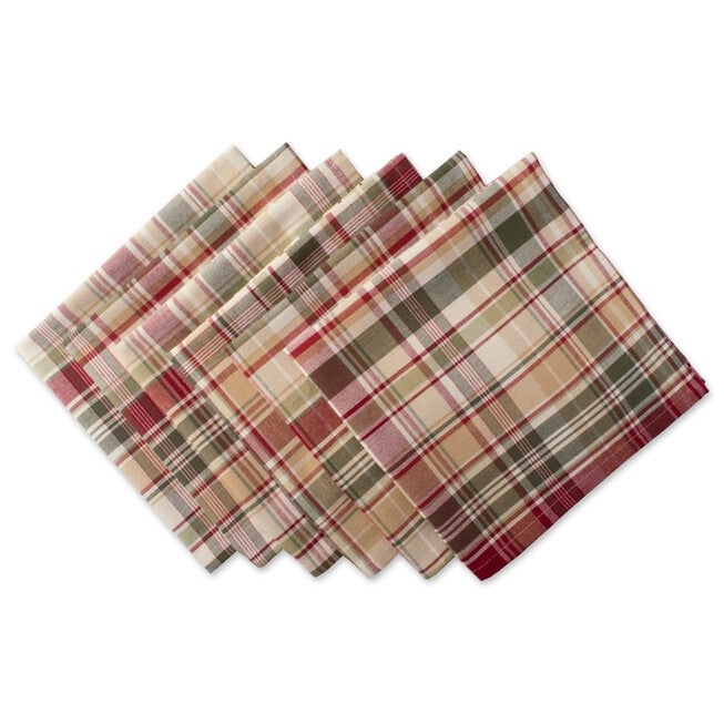 Give Thanks Plaid Napkin, Set of 6, TAN, hi-res image number null