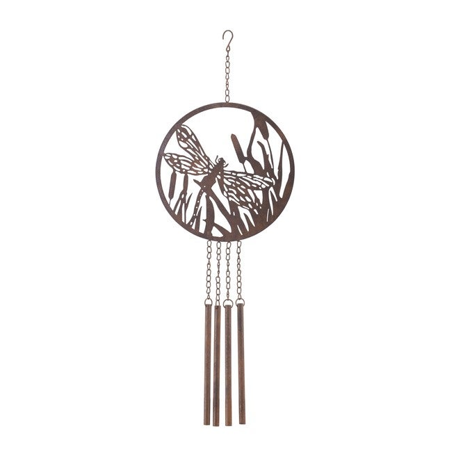 Bronze Metal Dragonfly Wind Chime 33 inchesH, BRONZE, hi-res image number null
