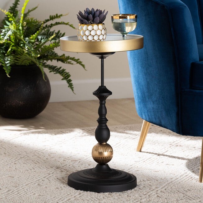 Javion Modern Glam Round Accent Side Table, BLACK, hi-res image number null