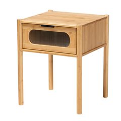 Naresh Mid-Century Modern Transitional Natural Brown Bamboo Wood 1-Drawer End Table