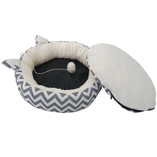 Chevron Printing poly-cotton cozy round cat bed , 18 inch, , alternate image number 6