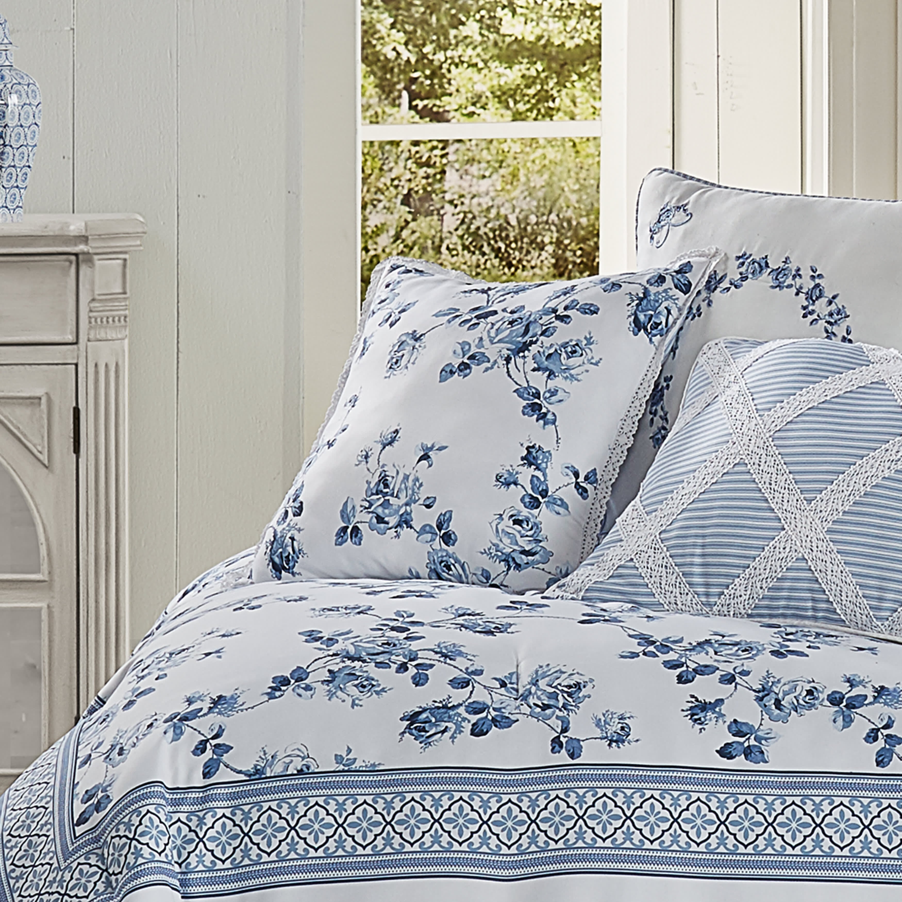 Rialto 16 Inch Square Decorative Throw Pillow, FRENCH BLUE, alternate image number 1