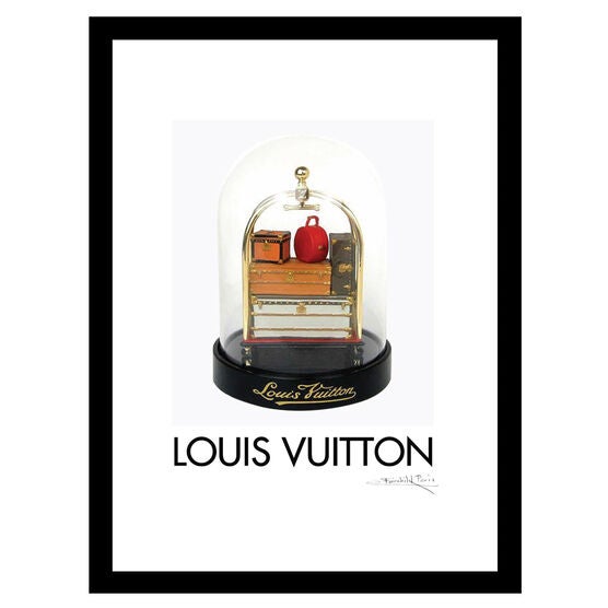 Louis Vuitton Luggage Cart Snowglobe - Orange / Black - 14x18 Framed Print, ORANGE BLACK, hi-res image number null