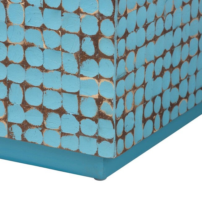 Nitza Bohemian Coconut Shell and Acacia Wood Coffee Table, BLUE, alternate image number null