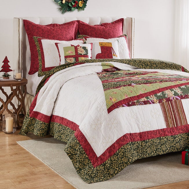 Christmas Tree Patchwork Holiday Quilt Set, Holiday, 3-Piece Full/Queen, HOLIDAY, alternate image number 3