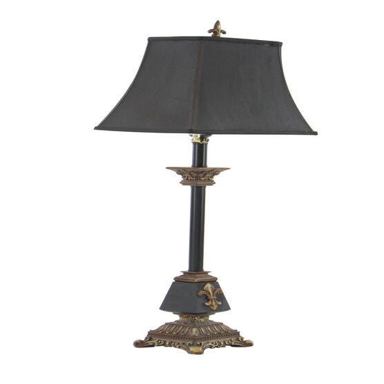 Tuscan Black Polystone Fleur-De-Lis Buffet Lamp, , alternate image number null