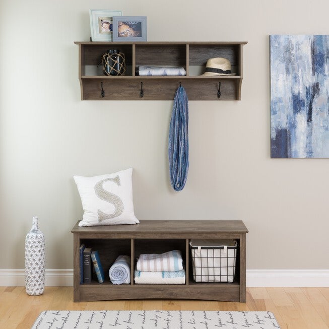 48 inches Wide Hanging Entryway Shelf Drifted Gray, , alternate image number null