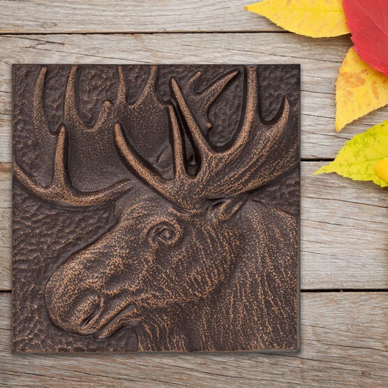 Moose 8" x 8" Indoor Outdoor Wall Decor, ANTIQUE COPPER, hi-res image number null