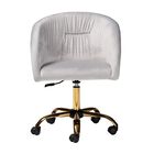 Ravenna Contemporary Glam And Luxe Aqua Velvet Fabric And Gold Metal Swivel Office Chair, , on-hover image number null