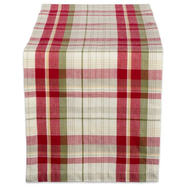 Orchard Plaid Table Runner 14x72, RED, hi-res image number null