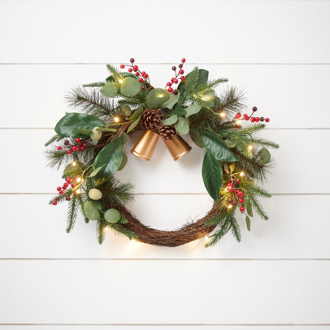 18 inches Pre-Lit Meri Wreath, MULTI, hi-res image number 0