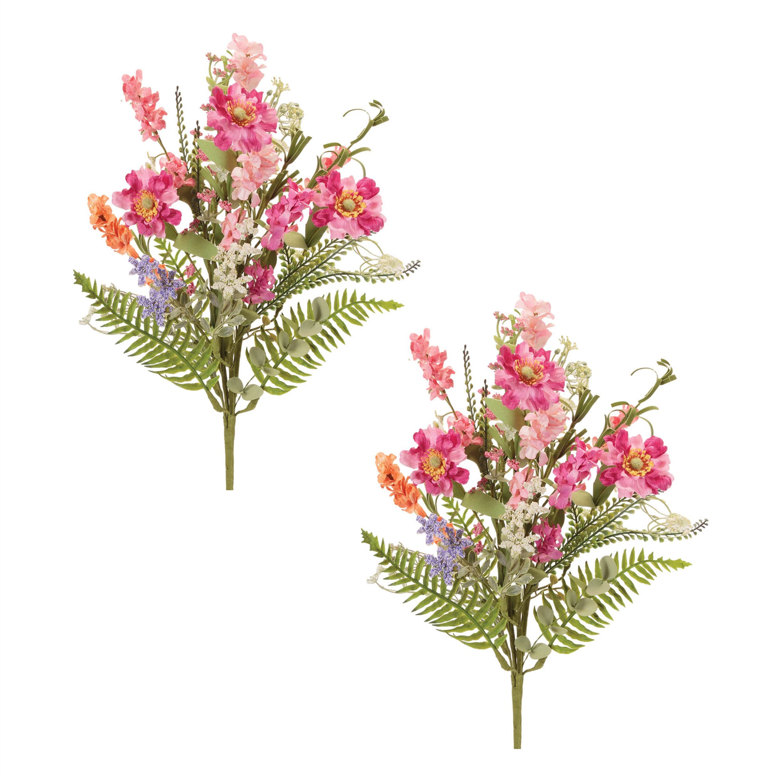 Mixed Daisy Floral Bush Set of 2, PINK GREEN, alternate image number 4