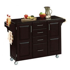 Large Black Finish Create a Cart with Black Granite Top
