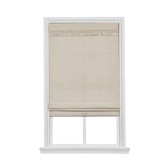 Cordless Tassel Trim Valance Flat Roman Shade, SANDSTONE, hi-res image number null