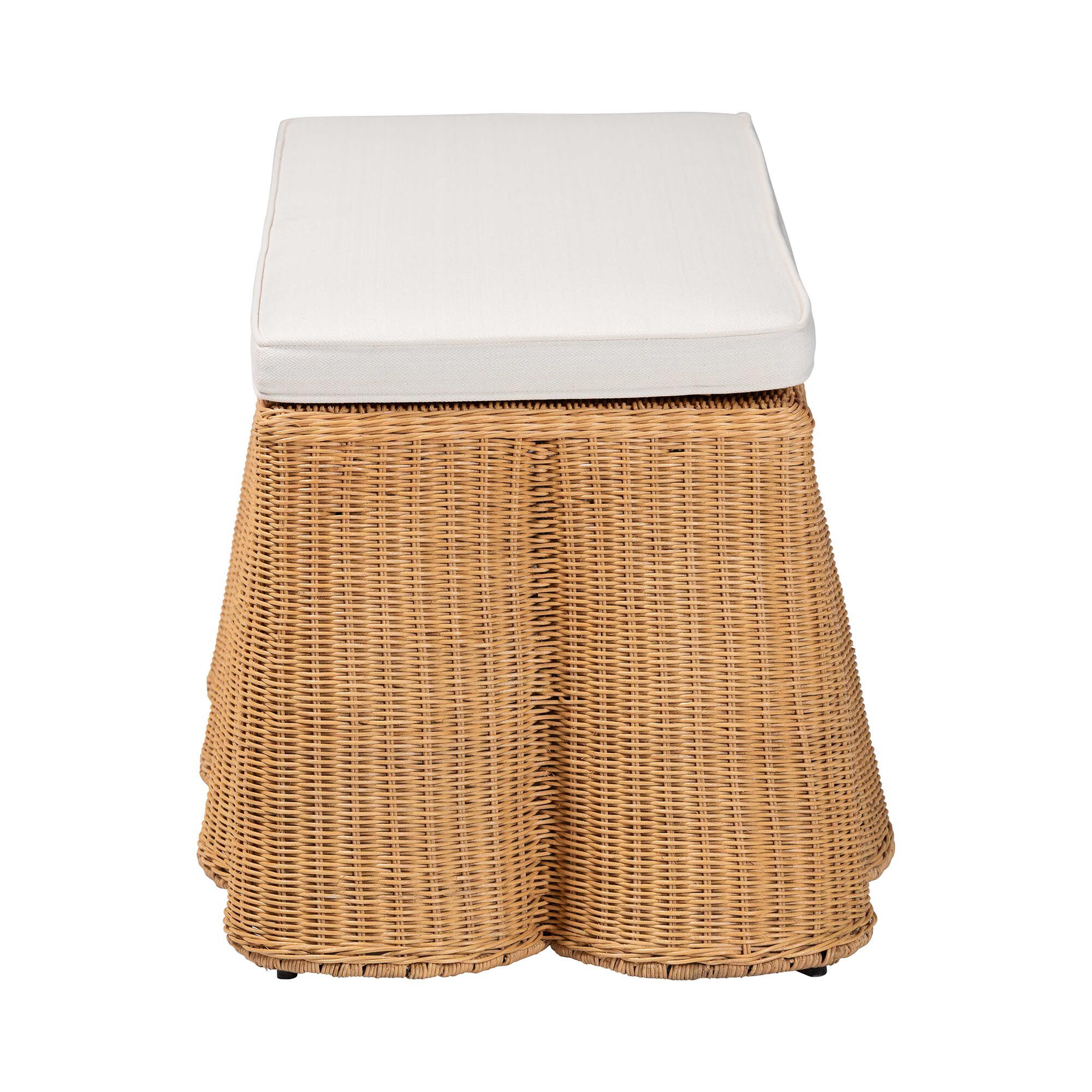 Palm Scallop Natural Rattan Ottoman, Rectangle, LIGHT HONEY, alternate image number 3