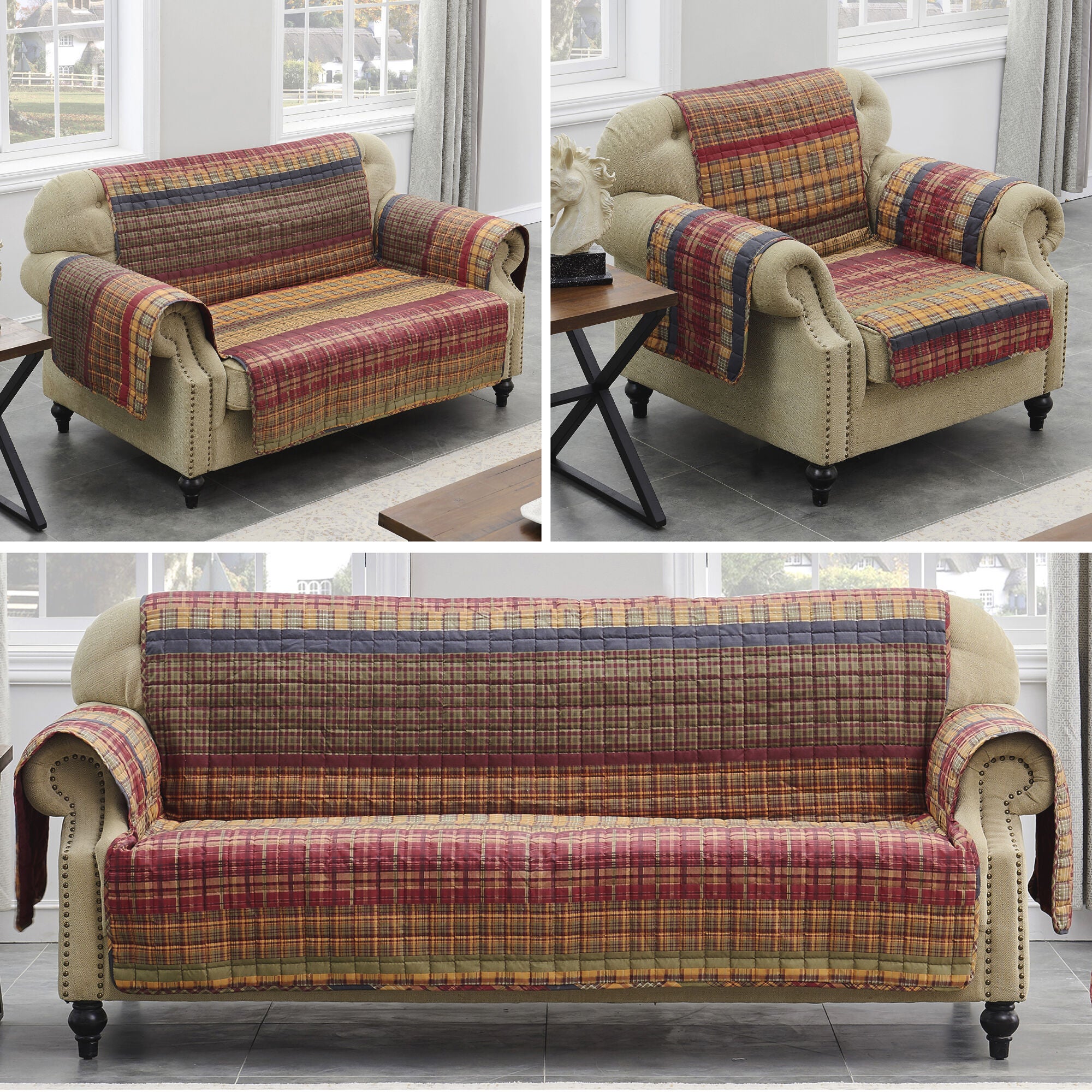 Gold Rush Loveseat Quilted Furniture Protector, MULTI, alternate image number 4
