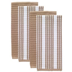 Solid & Stripe Waffle Terry Kitchen Towels, Set Of 4 Towel