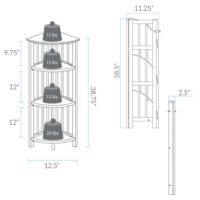 4-Shelf Corner Folding Bookcase-Natural, , alternate image number null