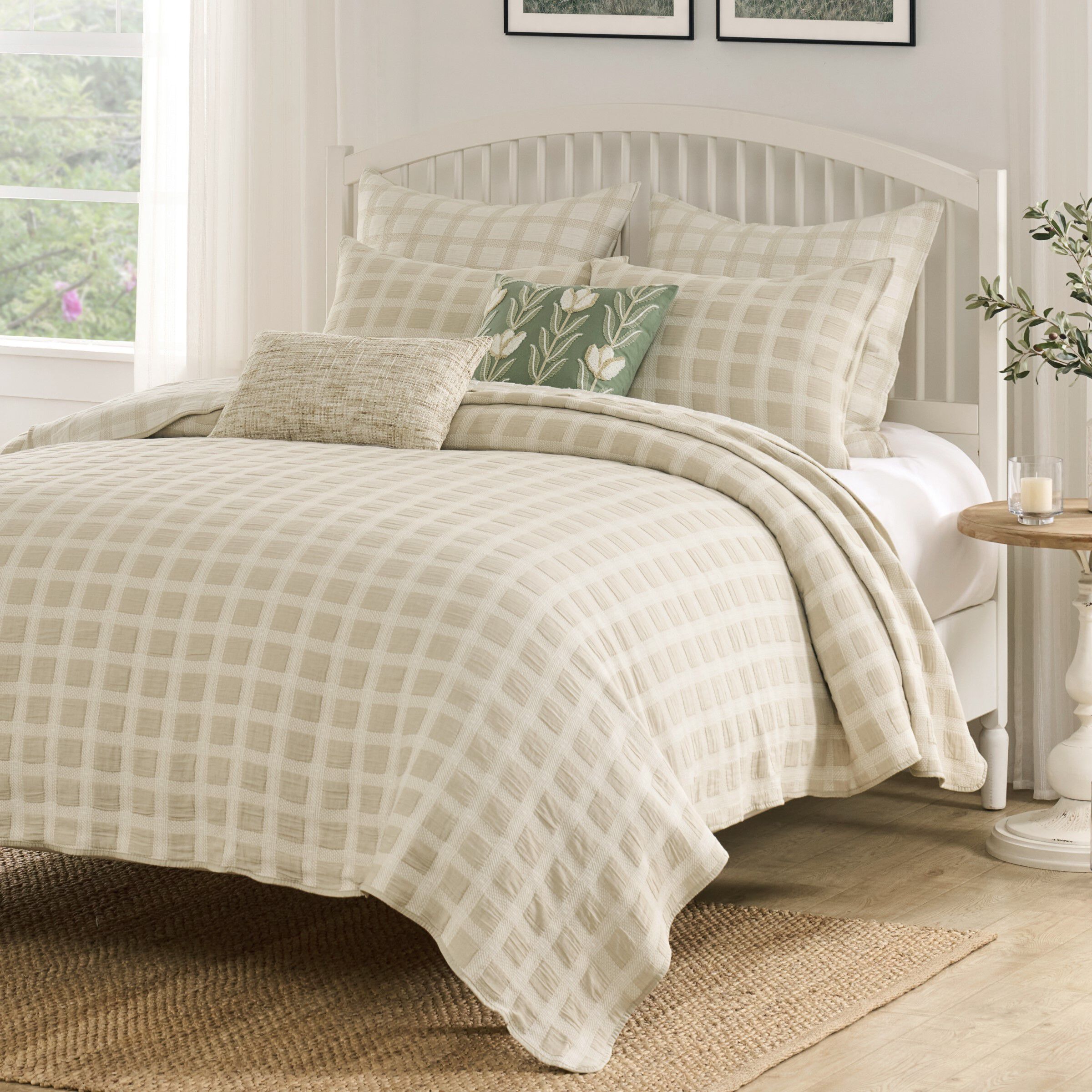 Millhouse 100% Cotton Classic Plaid Coverlet Set, TAUPE, alternate image number 5