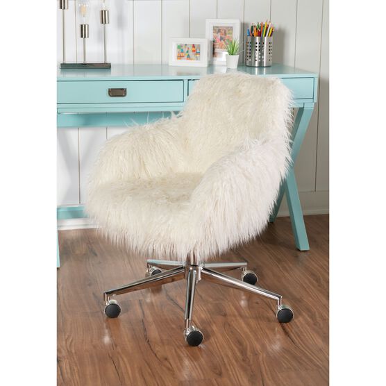 Fenton Faux Fur Office Chair White, , alternate image number null