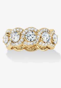 Yellow Gold over Sterling Silver Eternity Bridal Ring Cubic Zirconia