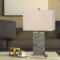 26" Natural Stone & Metal Table Lamp