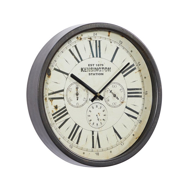 Brown Vintage Metal Wall Clock, , alternate image number null