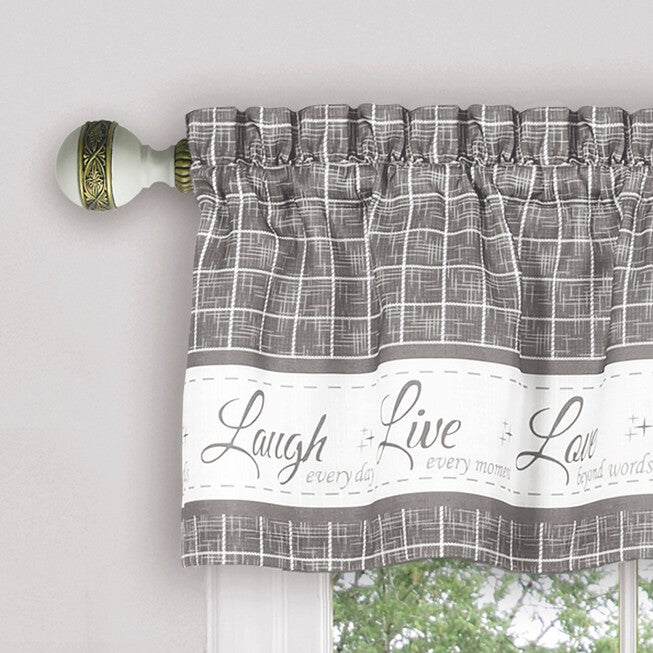 Live, Love, Laugh Window Curtain Tier Pair and Valance Set - 58x36, , alternate image number null