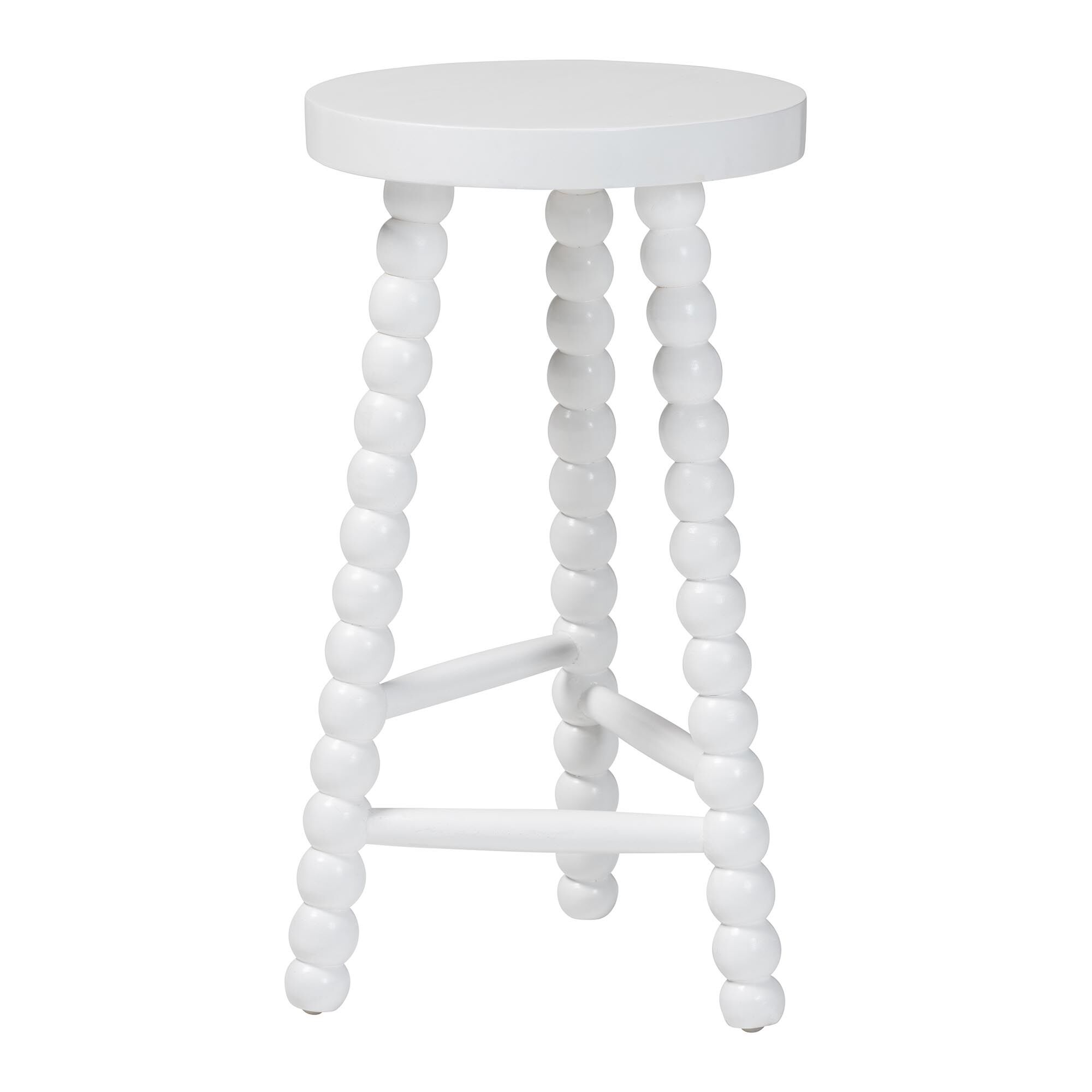David Acacia Wood Bobbin Counter Stool, WHITE, alternate image number 1