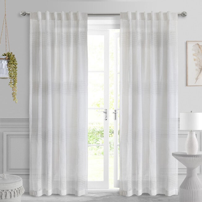 Lindsey Light Filtering Back Tab Curtain Panel, WHITE, hi-res image number 0